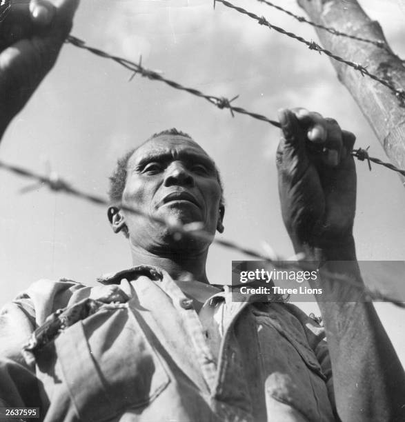 An imprisoned Mau Mau soldier in Kenya.