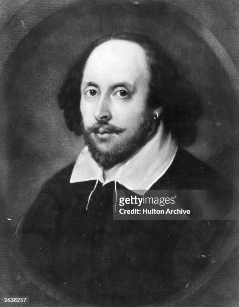 The English poet and dramatist, William Shakespeare , circa 1610. Painting known as the 'Chandos portrait'