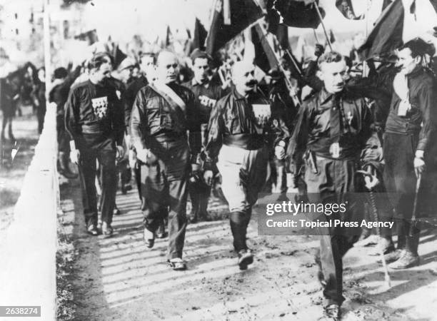 Mussolini and Fascists at Naples on the evening prior to their March on Rome.