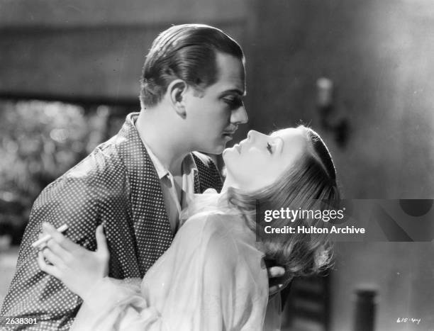 Scene from the film 'As You Desire Me', starring Greta Garbo and Melvyn Douglas .