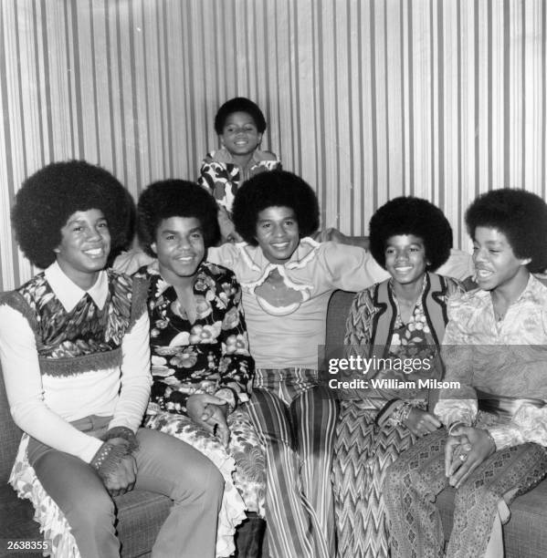 Soul pop group the Jackson Five, comprising of the Jackson brothers Jermaine, Tito, Jackie, Michael, Marlon and at the back, Randy.