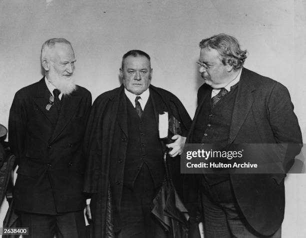 Writer Hilaire Belloc, centre, with fellow writers George Bernard Shaw, left, and G K Chesterton, right. Original Publication: People Disc - HA0260