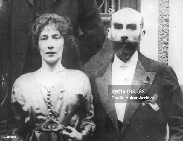Henri Desire Landru a French mass murderer who was later tried and executed, with Mlle Segrat at a wedding.
