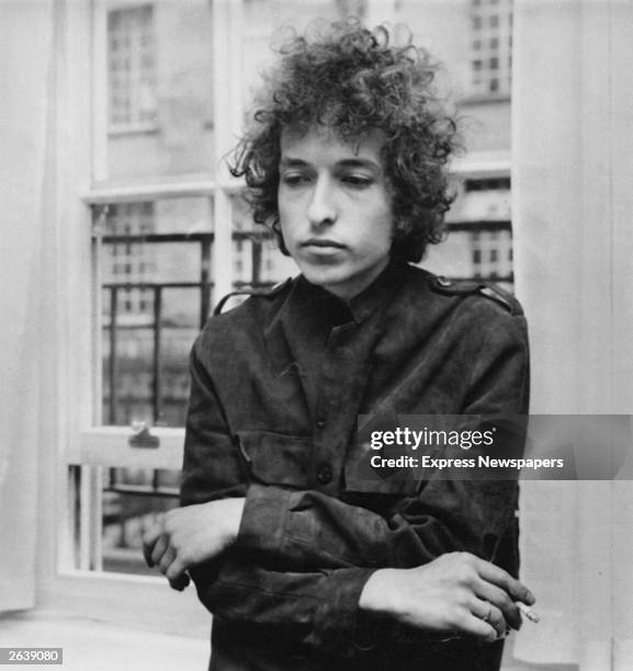 American folk pop singer Bob Dylan at a press conference in London.