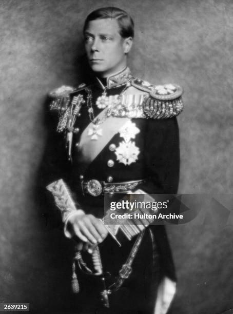 King Edward VIII in his naval uniform before his abdication from the throne. He succeeded to the throne in January 1936 and abdicated in December...