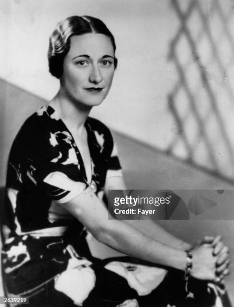 American socialite Wallis Simpson a week before King Edward VIII abdicated. She became Duchess of Windsor in June 1937 after her marriage to Edward...