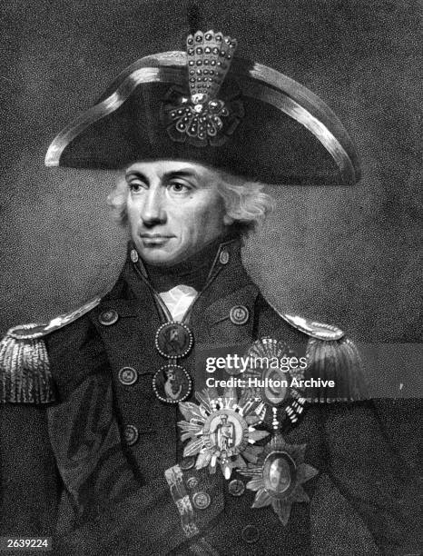 Horatio Nelson 1st Viscount, British Admiral, aged 43 when Vice Admiral, after Abbott.