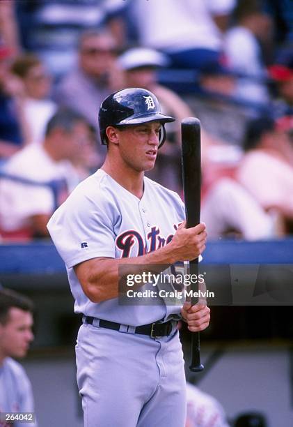 Outfielder Gabe Kapler of the Detroit Tigers in action during a spring training game against the Cleveland Indians at the Chain of Lakes Park in...