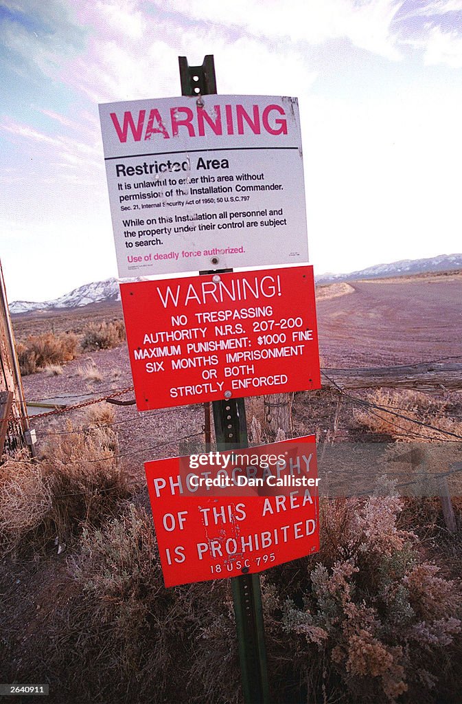 Warning Sign On Area 51 Border