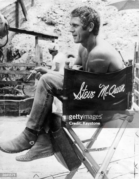 American actor Steve McQueen , on the set of 'Nevada Smith', in which he played the title role, 1966.