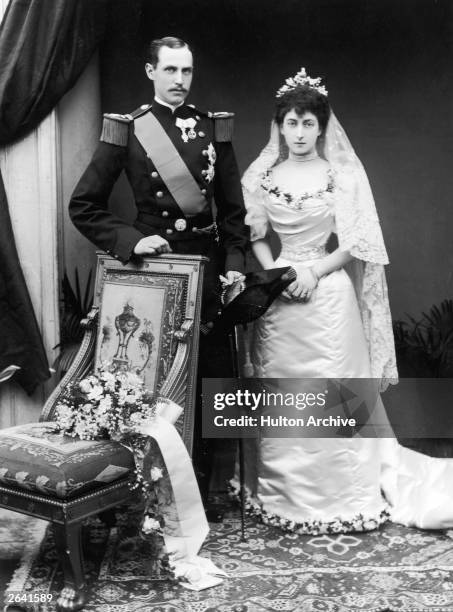 King Haakon VII of Norway , and Queen Maud , the daughter of the Prince of Wales , at their wedding.