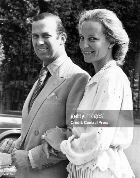 Prince Michael of Kent and Baroness Marie-Christian von Reibniz in the grounds of Thatched Lodge House, home of his sister Princess Alexandra, on the...