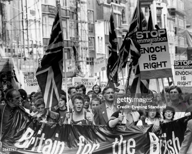 An anti-Asian demonstration in favour of Enoch Powell.