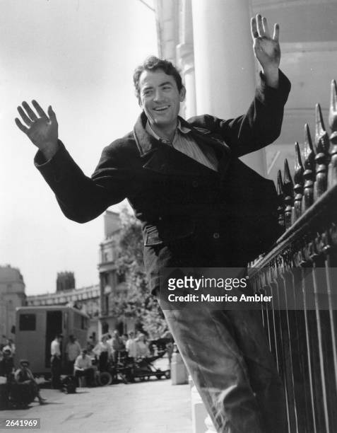 American actor Gregory Peck on location in London during the filming of 'The Million Pound Note', based on a story by Mark Twain and directed by...