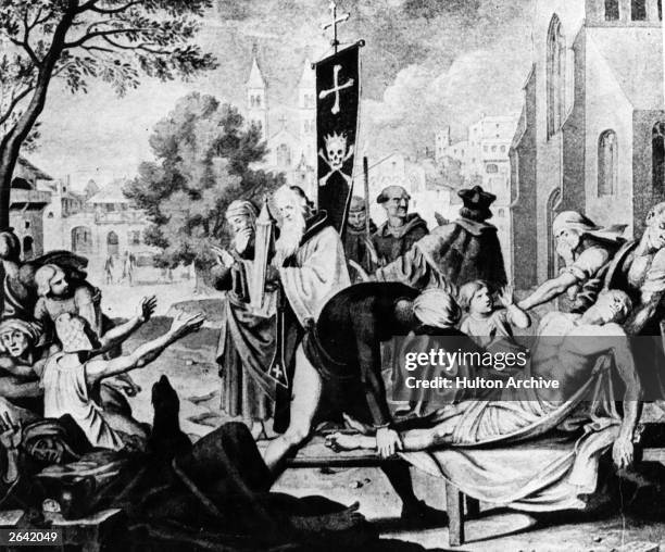 Painting showing the effects of the plague in Basel, Switzerland, 1349.