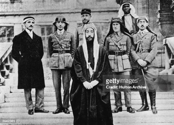 At the Peace Conference in Paris, 22nd January 1919. The Emir Faisal king of the Helaz, who became King Faisal I of Iraq with General Nuri Es-Sa'id ;...