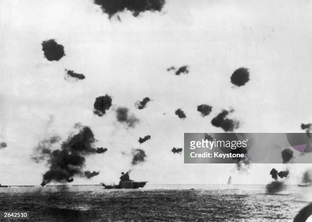 The Battle of Midway Island, which resulted in a major victory for the US fleet. The USS aircraft carrier 'Yorktown' received a direct hit from a...