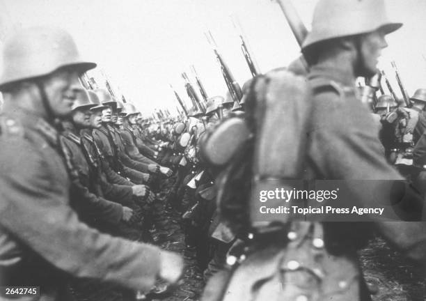 Parade of German troops marching into Rhineland.