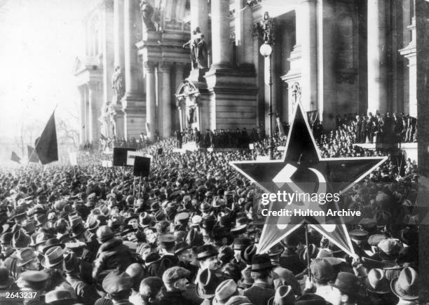 Demonstration by German communists during the Revolution following Germany's defeat in the First World War.