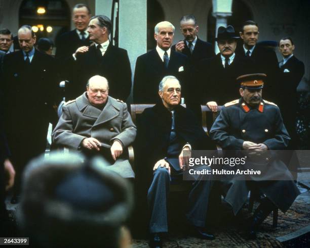 Winston Churchill, Franklin Delano Roosevelt and Joseph Stalin at the Yalta Conference, February 1945.