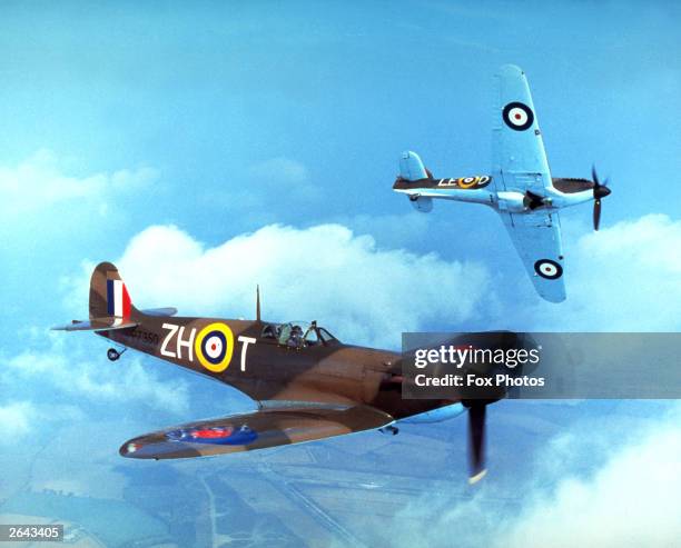 Supermarine Spitfire IIa P7350 , and a Hawker Hurricane IIc LF363 with markings as they appeared in Guy Hamilton's film 'Battle Of Britain', 1969....
