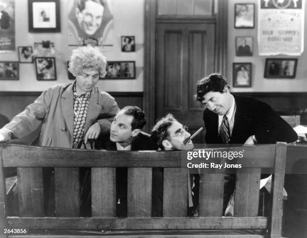 The Marx Brothers. From left to right: Harpo , Zeppo , Groucho and Chico . Original Artwork: Photograph taken on behalf of Paramount.