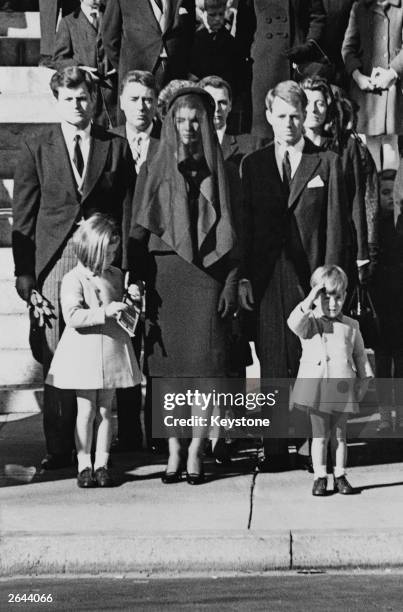 Members of the Kennedy family at the funeral of assassinated president John F. Kennedy at Washington DC. From left: Senator Edward Kennedy, Caroline...