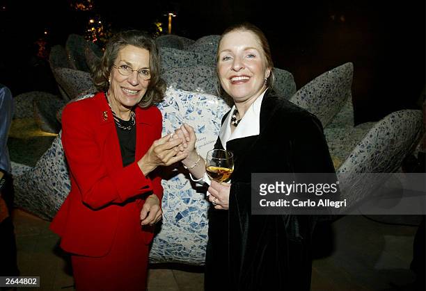 Aristocrat Diane Disney-Miller and Director of Development Emily Laskin mingle at the Walt Disney Concert Hall opening gala, day two of three,...