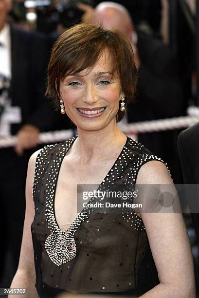 British actress Kristin Scott Thomas attends the closing night of the Cannes Film Festival 2002 on May 21, 2002 in Cannes.