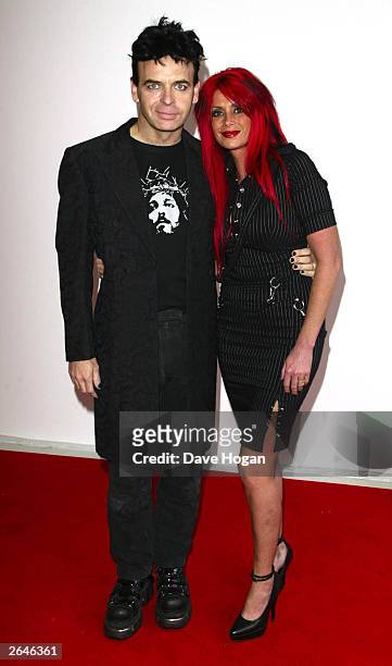 British pop star Gary Numan and wife arrive at the "Q Magazine Awards" at the Old Saatchi Gallery on October 21, 2002 in London.
