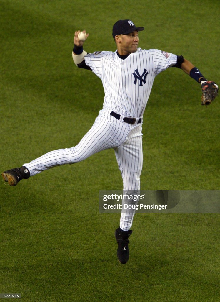 Jeter throws for a ground out