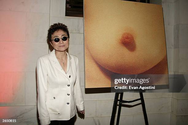 Artist Yoko Ono with her artwork "Mommy Was Beautiful" honored at The Ninth annual ARTWALK NY to benefit the Coalition for the Homeless at the...