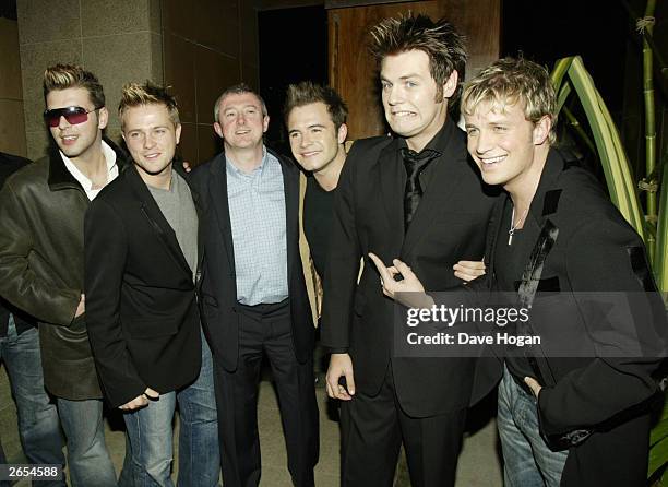 Irish pop stars Mark Feehily, Nicky Byrne, Shane Filan, Bryan McFadden, Kian Egan of the pop group "Westlife" and Irish music producer Louis Walsh...