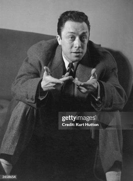 French writer and philosopher Albert Camus during a visit to London. Original Publication: Picture Post - 6297 - Camus The Post Existentialist -...