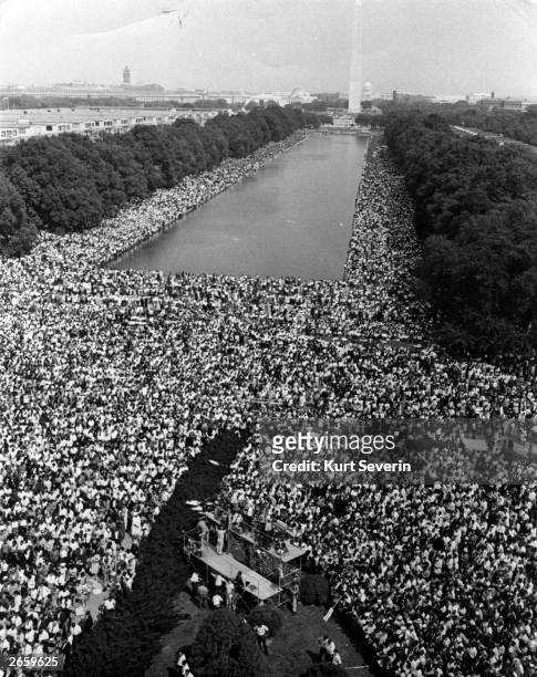 Over 200,000 people gather around the Lincoln Memorial in Washington DC, where the March on Washington for Jobs and Freedom ended with Martin Luther...