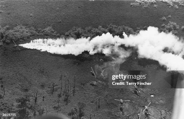 American helicopters in action against the Vietcong.