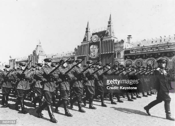 The Soviet Army marching during May Day celebrations.