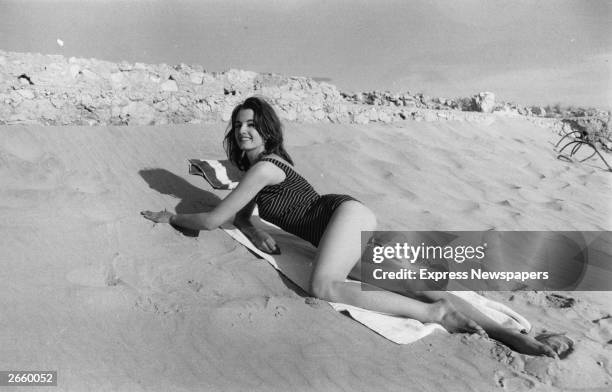 Christine Keeler sunbathing in Spain.