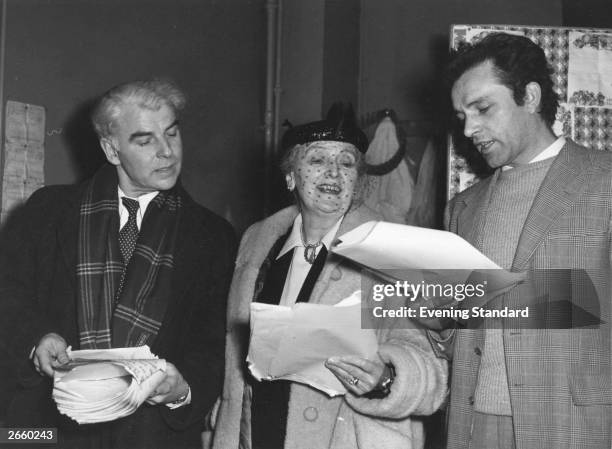 Emlyn Williams , Sybil Thorndike and Richard Burton reading 'Under Milk Wood' by Dylan Thomas, in rehearsal at the Old Vic.