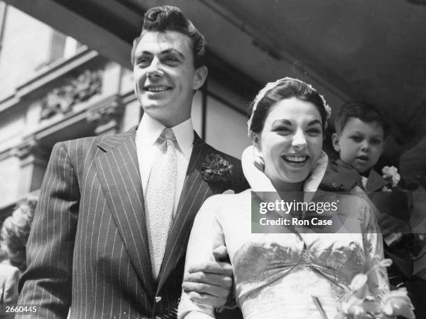 Actress Joan Collins on the day of her wedding to husband actor Maxwell Reed.