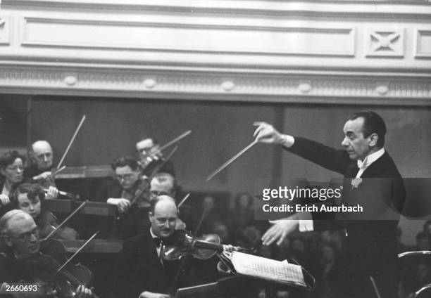 Sir Malcolm Sargent conducting the Halle orchestra in Rochdale.