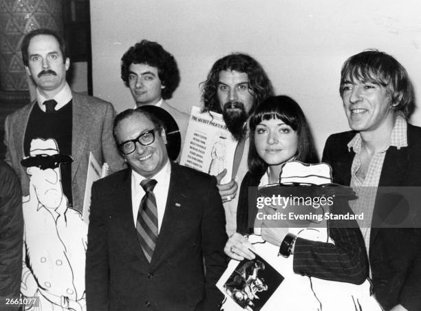 Group of celebrities at the press conference for the Amnesty International charity comedy gala 'The Secret Policeman's Ball'. From left to right,...