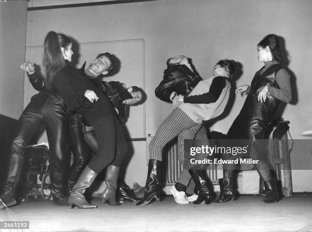 Members of the Western Theatre Ballet rehearsing for the modern ballet, entitled 'Mods and Rockers'.