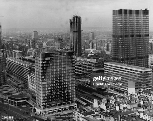 General view of the City of London with the Barbican development in the foreground.