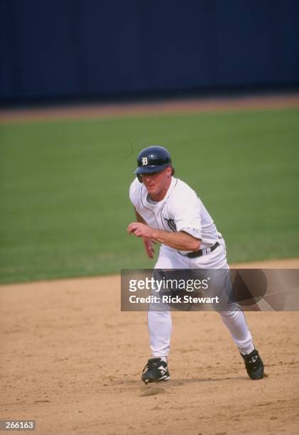 Outfielder Andy Tomberlin of the Detroit Tigers in action during a spring training game against the Pittsburgh Pirates at the Joker Marchant Stadium...