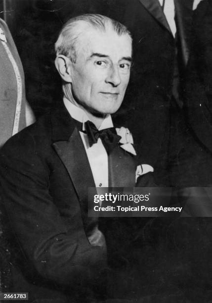 French composer Maurice Ravel at the piano during an American tour.