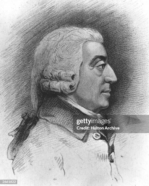 Scottish political economist Adam Smith . Original Artwork: Drawing by J Jacks and engraved by C Picart from a model by Tassie.