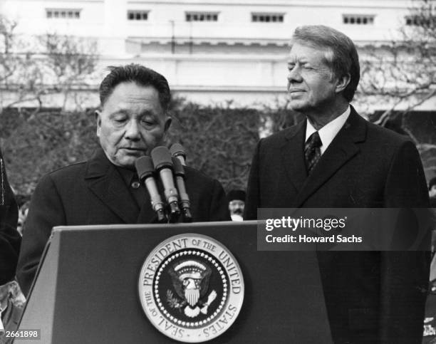 Chinese Communist leader Deng Xiaoping with Jimmy Carter, 39th President of the United States, in Washington.