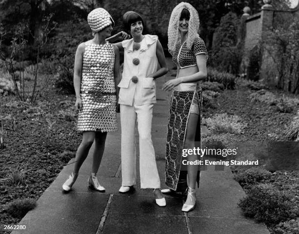 Three models at the Royal Gala Fashion Show at Glyndebourne.