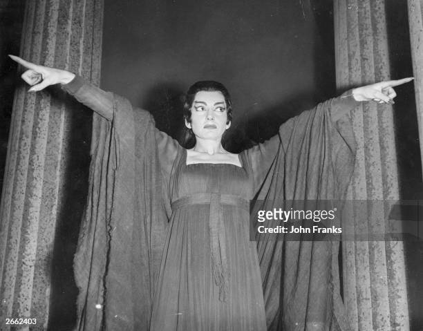 Greco-American operatic soprano star Maria Callas , rehearsing for her title role in 'Medea' at Covent Garden, London. Original Publication: People...